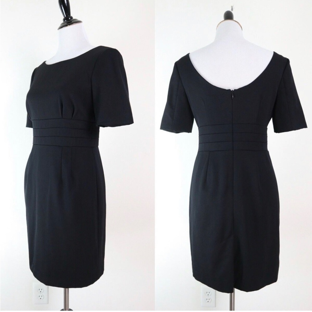 J. Crew Black Scoop Neck 100% Wool Short Sleeve Sheath Dress